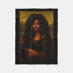 Schwarze Mona Lisa Afro Afrikanisch Amerikanisch M Fleecedecke