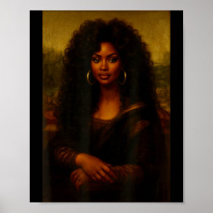 Schwarze Mona Lisa Afro Afrikanisch Amerikanisch M Poster