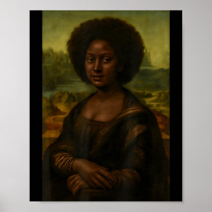 Schwarze Mona Lisa Afro Afrikanisch Melanin Schwar Poster