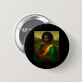 Schwarze Mona Lisa Afroamerikanerin Afro Schwarze  Button (Vorne & Hinten)