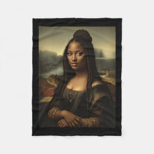 Schwarze Mona Lisa Afroamerikanischer Schwarzer Ge Fleecedecke