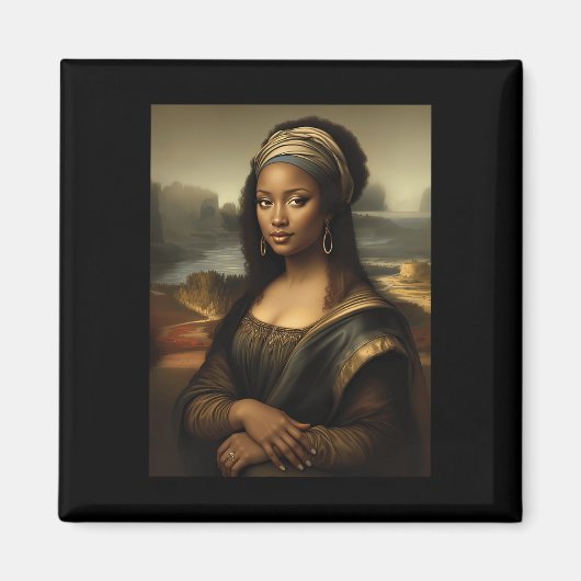 Schwarze Mona Lisa Afroamerikanischer Schwarzer Ge Magnet (Vorne)