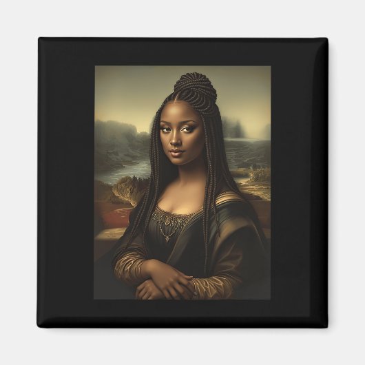 Schwarze Mona Lisa Afroamerikanischer Schwarzer Ge Magnet (Vorne)