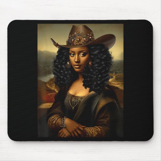 Schwarze Mona Lisa Afroamerikanischer Schwarzer Ge Mousepad (Vorne)