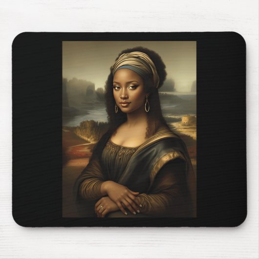 Schwarze Mona Lisa Afroamerikanischer Schwarzer Ge Mousepad (Vorne)