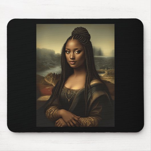 Schwarze Mona Lisa Afroamerikanischer Schwarzer Ge Mousepad (Vorne)