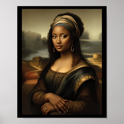 Schwarze Mona Lisa Afroamerikanischer Schwarzer Ge Poster (Vorne)