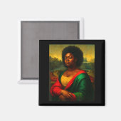 Schwarze Mona Lisa Schräg Blick Afro Frau Schwarze Magnet (Vorderseite/Rückseite)