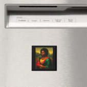 Schwarze Mona Lisa Schräg Blick Afro Frau Schwarze Magnet (In Situ (Geschirrspüler))