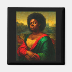 Schwarze Mona Lisa Schräg Blick Afro Frau Schwarze Magnet