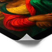 Schwarze Mona Lisa Seitenblick Afro Frau Schwarze Poster (Ecke)