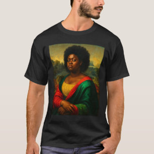 Schwarze Mona Lisa Seitenblick Afro Frau Schwarze  T-Shirt