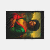 Schwarze Mona Lisa Seitwärtsblick Afro Frau Schwar Fleecedecke (Vorderseite (Horizontal))