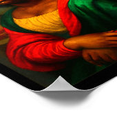 Schwarze Mona Lisa Seitwärtsblick Afro Frau Schwar Poster (Ecke)