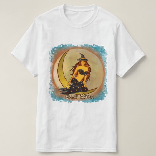 Schwarze Mondhexe T-Shirt (Design vorne)