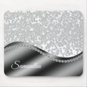 Schwarze Monogram Diamonds Glitzer Blende Mousepad (Vorne)
