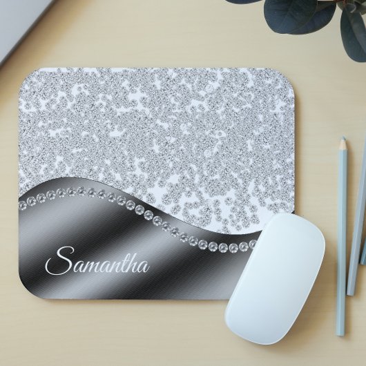 Schwarze Monogram Diamonds Glitzer Blende Mousepad