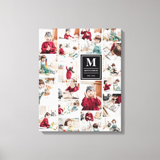 Schwarze Monogramm 19 Bilder FotoCollage Leinwanddruck (Vorderseite)