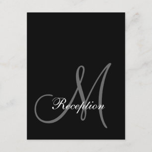 Schwarze Monogramm Anfangs Hochzeitsempfang Karte