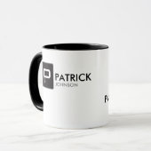 Schwarze Monogramm auf weißes personalisiert Tasse (Vorderseite Links)