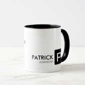 Schwarze Monogramm auf weißes personalisiert Tasse (VorderseiteRechts)