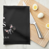 Schwarze Monogramm erste moderne Mama Tee Disc Geschirrtuch (Viertel Falte)