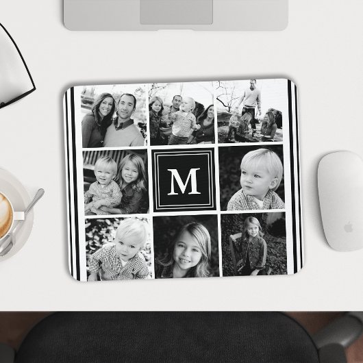 Schwarze Monogramm-Familie - FotoCollage Mousepad