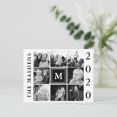 Schwarze Monogramm-Familie - FotoCollage Postkarte (Stehend Vorderseite)