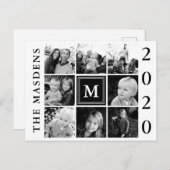 Schwarze Monogramm-Familie - FotoCollage Postkarte (Vorne/Hinten)