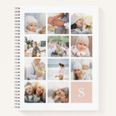 Schwarze Monogramm-FotoCollage Notizblock (Vorderseite)