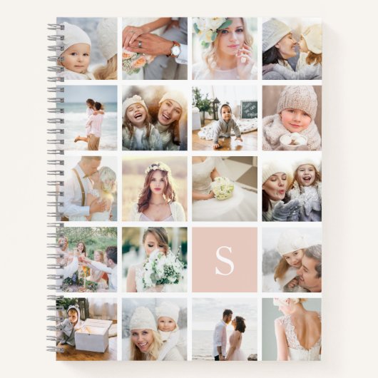 Schwarze Monogramm-FotoCollage Notizblock (Vorderseite)