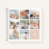 Schwarze Monogramm-FotoCollage Notizbuch (Vorderseite)