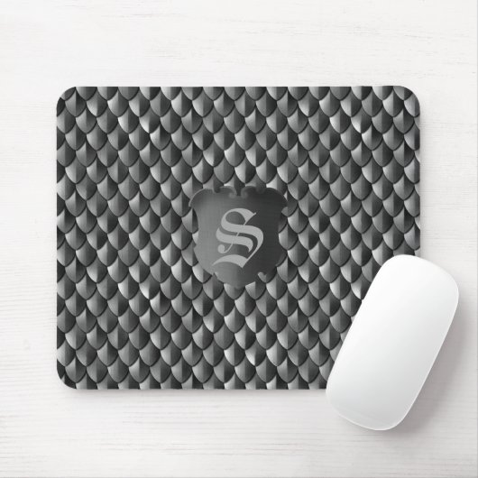 Schwarze Monogramm für das Rüstung eines Drachen Mousepad (Mit Mouse)