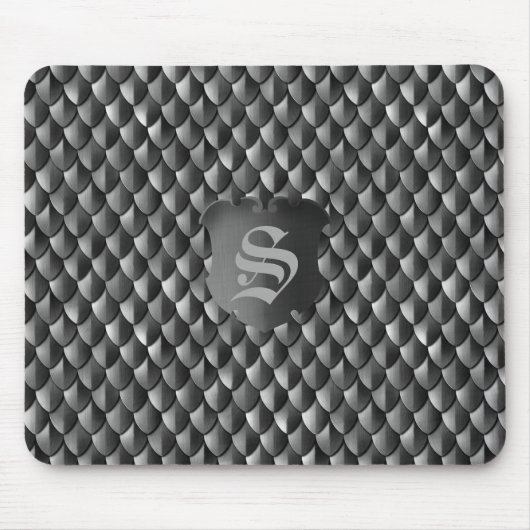 Schwarze Monogramm für das Rüstung eines Drachen Mousepad (Vorne)