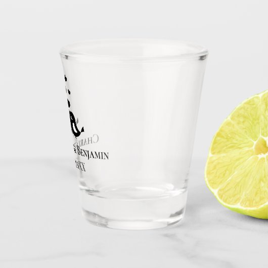 Schwarze Monogramm-Gastgeschenke Hochzeiten Schnapsglas (Rechts)