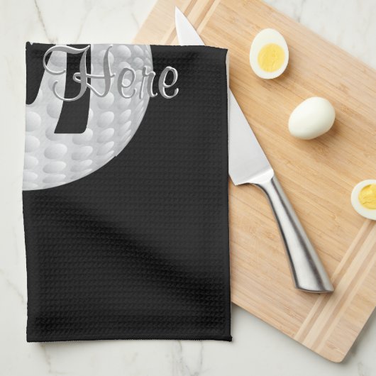 Schwarze Monogramm-Golf-Tücher, Ihr Name, FARBEN Geschirrtuch (Viertel Falte)