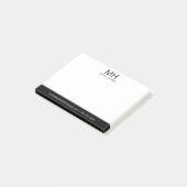 Schwarze Monogramm Herren Post-it Klebezettel (angewinkelt)
