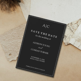 Schwarze Monogramm Hochzeit Speichern Sie die Datu Save The Date