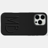 Schwarze Monogramm-Initialen Modern Minimalistisch Case-Mate iPhone Hülle (Rückseite (Horizontal))