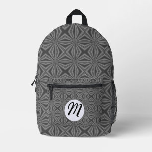 Schwarze Monogramm-Kreis aus weißen, welligen Quad Bedruckter Rucksack