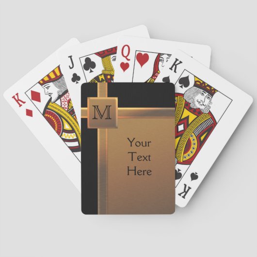 Schwarze Monogramm, Kupfer-LOOK-Karten Spielkarten (Rückseite)