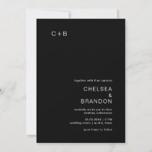 Schwarze Monogramm-Moderne Hochzeit