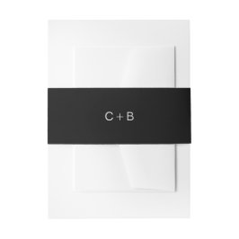 Schwarze Monogramm-Moderne Hochzeit Einladungsbanderole