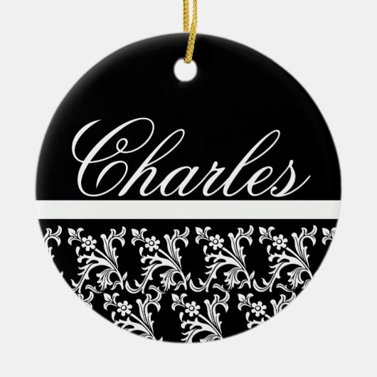 Schwarze Monogramm-Ornament Keramikornament (Vorne)