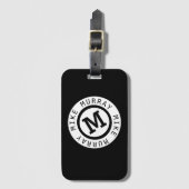 schwarze Monogramm/Rundname und Anfangsbuchstaben  Gepäckanhänger (Vorderseite Vertikal)