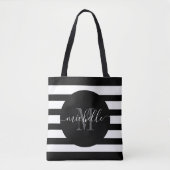 Schwarze Monogramm Script Calligraphie Moderner St Tasche (Vorderseite)