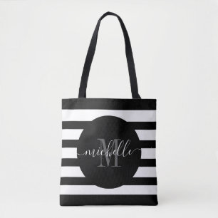 Schwarze Monogramm-Skript-Kalligraphie-moderner Tasche