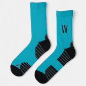 Schwarze Monogramm Türkis Socken (Links)