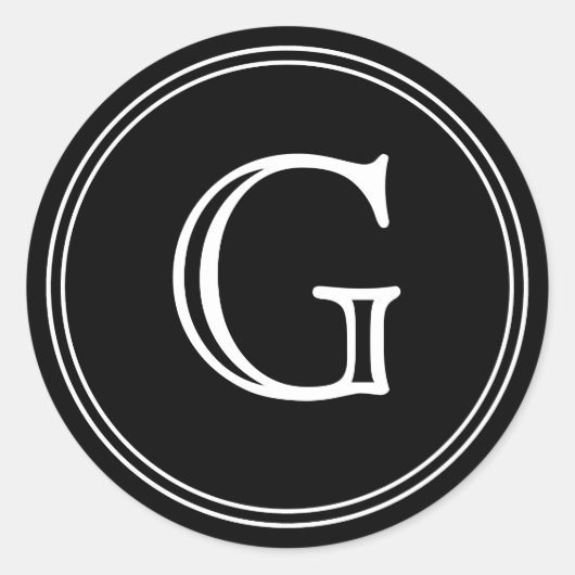 Schwarze Monogramm-Umschlag Aufkleber Bevorzugen-T (Vorderseite)