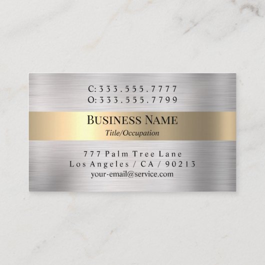 Schwarze Monogramm und Name, gebürstetes Silber un Visitenkarte (Rückseite)